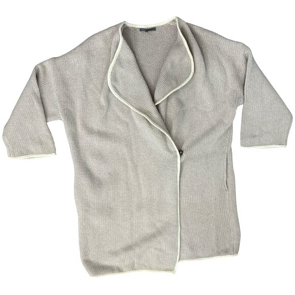 Vince Yak Alpaca Cashmere Gray Beige Chunky Knit Sweater...